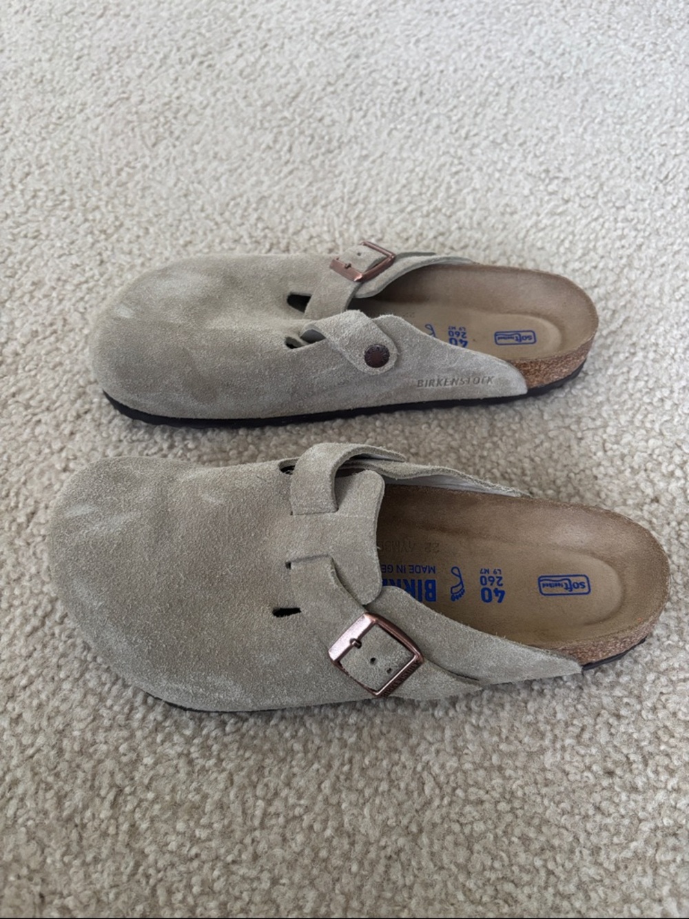 NIB Birkenstock Taupe Suede Boston BS Clog - Taupe - Size 40 US L 9 M 7 Regular - Picture 4 of 6